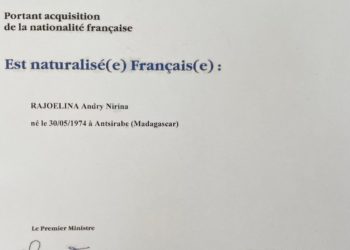 Confirmation nationalité française de Rajoelina