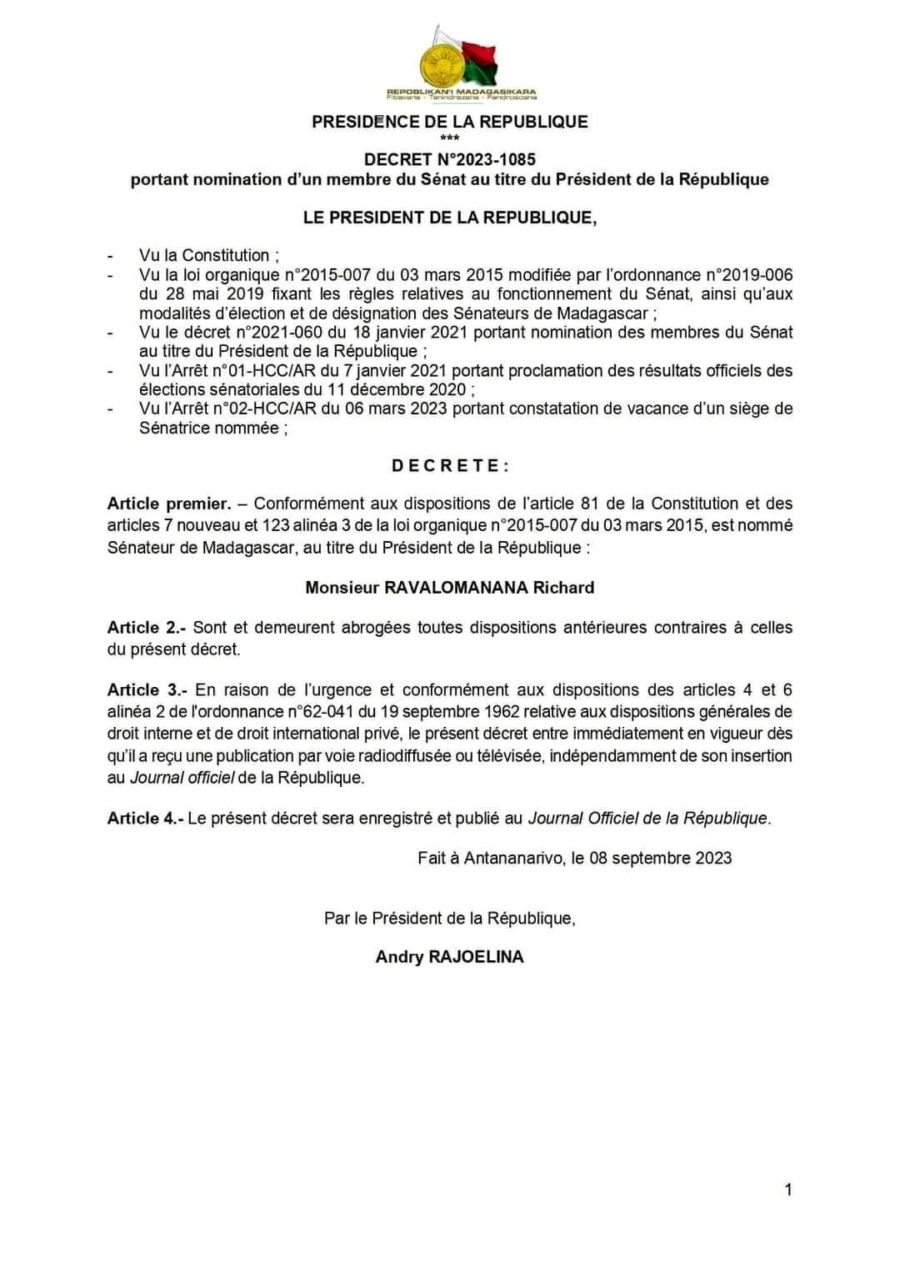 Ravalomanana Richard, Futur Président De La République