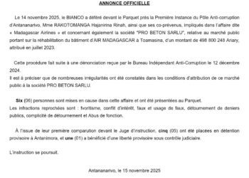 Résultat de déferrement sur l’affaire PCA de Madagascar AIRLINES